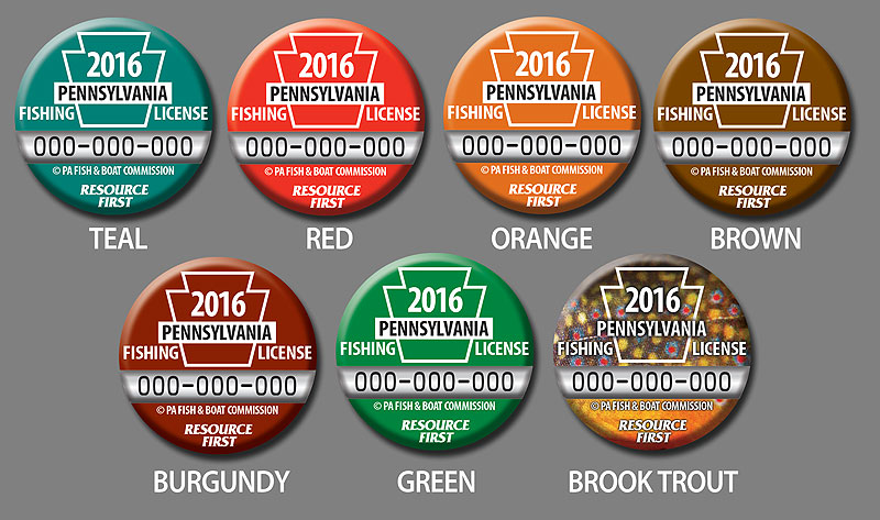 2016 PA Fishing License Button Color Options